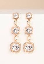 Load image into Gallery viewer, Forever Triple Cushion-Cut CZ Gold Drop Earrings
