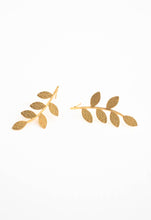 Load image into Gallery viewer, Brushed Gold Vine Leaf Earrings
