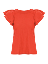 Load image into Gallery viewer, Ruffle Sleeve Raglan Tank - Tomato Red
