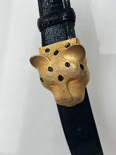 Load image into Gallery viewer, Carlisle Gold &amp; Black Stone Leopard Head Leather Belt - Medium
