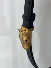 Load image into Gallery viewer, Carlisle Gold &amp; Black Stone Leopard Head Leather Belt - Medium
