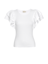Load image into Gallery viewer, White Ribbed Ruffle Sleeve Irina Flirty Tee
