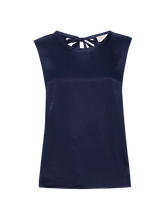 Load image into Gallery viewer, Satin Tie Back Shell Tank - Navy
