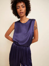 Load image into Gallery viewer, Satin Tie Back Shell Tank - Navy
