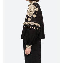 Load image into Gallery viewer, Sea Black Shirt with Ivory Embroidery

