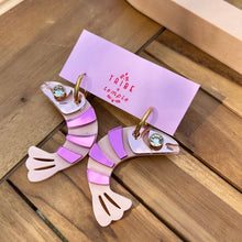 Load image into Gallery viewer, Pink &amp; Orange Resin Shrimp Earrings
