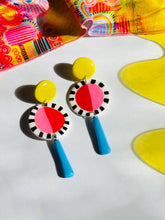 Load image into Gallery viewer, Sunny Pop Art Hand Painted Drop Earrings
