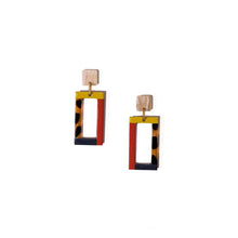 Load image into Gallery viewer, Navy Orange Yellow  Colorblock Earrings

