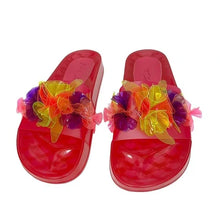 Load image into Gallery viewer, Betsy Johnson Pink Jelly Slides with Flowers - 7
