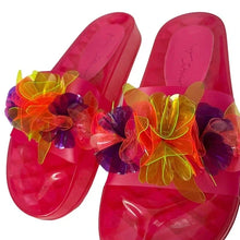Load image into Gallery viewer, Betsy Johnson Pink Jelly Slides with Flowers - 7
