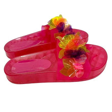 Load image into Gallery viewer, Betsy Johnson Pink Jelly Slides with Flowers - 7
