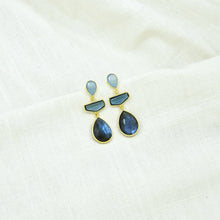 Load image into Gallery viewer, Miss Jane Earring Gold - Iolite, Chalcedony &amp; Labradorite
