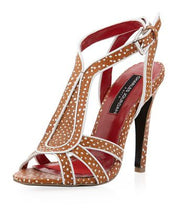 Load image into Gallery viewer, Charles Jourdan Paris Orange Polka Dot Heels- 10
