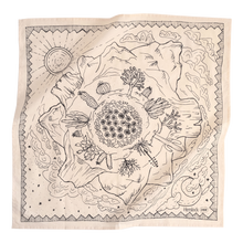 Load image into Gallery viewer, Ivory Black Desert Sketch Cotton Bandana
