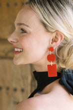 Load image into Gallery viewer, Red Circle and Rectangle Earrings
