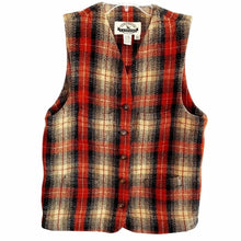 Load image into Gallery viewer, Vintage Eddie Bauer Plaid Wool Vest Red Ivory - Medium
