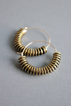Load image into Gallery viewer, ISLE07 Gold hematite hoop earrings
