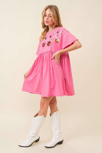 Load image into Gallery viewer, Sequin Ornaments Christmas Pink Baby Doll Cotton Dress

