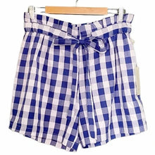 Load image into Gallery viewer, JOIE Blue &amp; White Gingham Paper Bag Waist Shorts - XL
