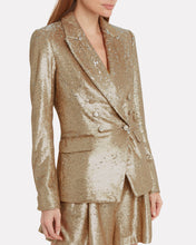 Load image into Gallery viewer, Jonathan Simkhai Gold Sequin Double Breasted Blazer
