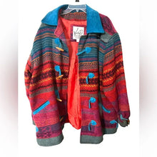 Load image into Gallery viewer, Vintage Bright Katy D Southwestern Wool Blend Coat -2XL
