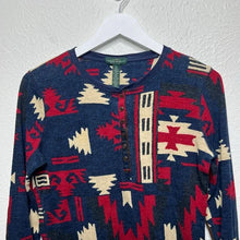 Load image into Gallery viewer, Ralph Lauren  Navy Red Aztec Long Sleeve Henley
