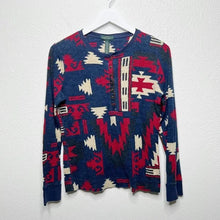 Load image into Gallery viewer, Ralph Lauren  Navy Red Aztec Long Sleeve Henley
