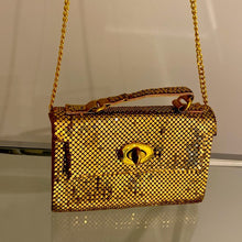 Load image into Gallery viewer, Whiting &amp; Davis Gold Chain Mail Mini Flap Bag
