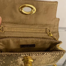 Load image into Gallery viewer, Whiting &amp; Davis Gold Chain Mail Mini Flap Bag
