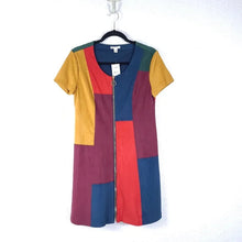 Load image into Gallery viewer, Faux Suede Patchwork Zip Front Dress - Large
