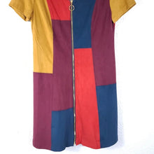 Load image into Gallery viewer, Faux Suede Patchwork Zip Front Dress - Large
