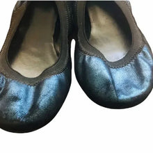 Load image into Gallery viewer, Metallic Blue Leather Cole Haan Flats

