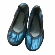 Load image into Gallery viewer, Metallic Blue Leather Cole Haan Flats
