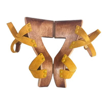 Load image into Gallery viewer, Sam Edelman Mustard Suede Platform Wood Sandals - Size 9
