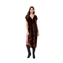 Load image into Gallery viewer, YFB Velvet Tie Dye Copper and Black Midi Dress - Medium
