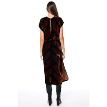 Load image into Gallery viewer, YFB Velvet Tie Dye Copper and Black Midi Dress - Medium
