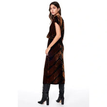 Load image into Gallery viewer, YFB Velvet Tie Dye Copper and Black Midi Dress - Medium
