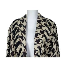 Load image into Gallery viewer, Chico's Brown &amp; Tan Houndstooth Knit Jacket with Fringe - XL
