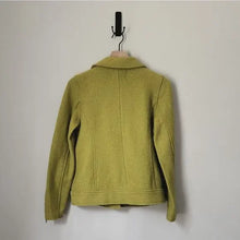 Load image into Gallery viewer, Tahari Chartreuse Boiled Wool Moto Jacket - Small
