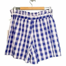 Load image into Gallery viewer, JOIE Blue &amp; White Gingham Paper Bag Waist Shorts - XL
