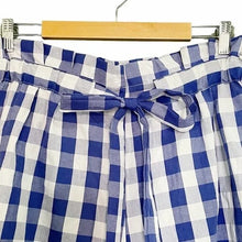 Load image into Gallery viewer, JOIE Blue &amp; White Gingham Paper Bag Waist Shorts - XL
