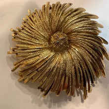 Load image into Gallery viewer, Monet Signed Gold Starburst Brooch
