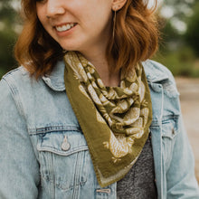 Load image into Gallery viewer, Cotton Bandana - Olive Mushrooms
