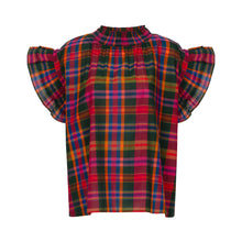 Load image into Gallery viewer, Cotton Poplin Fall Plaid Ruffle Sleeve Top
