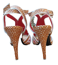 Load image into Gallery viewer, Charles Jourdan Paris Orange Polka Dot Heels- 10
