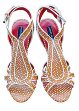 Load image into Gallery viewer, Charles Jourdan Paris Orange Polka Dot Heels- 10

