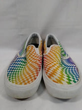 Load image into Gallery viewer, Straye Rainbow Check Skater Slip Ons - Mens 7.5
