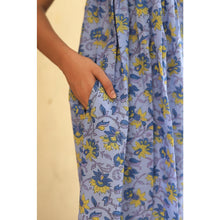 Load image into Gallery viewer, Cotton Block Print Dress in Blue &amp; Yellow
