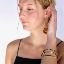 Load image into Gallery viewer, Brass Studded Pyramid Bangle Bracelet
