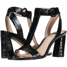 Load image into Gallery viewer, LOUISE ET CIE "Nalah" Black Croc Block Heel Sandals-6.5
